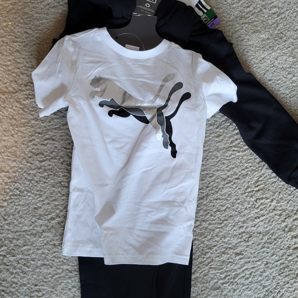 Boys Puma 3pcs Active Wear Black/White Size 5/6 NWT